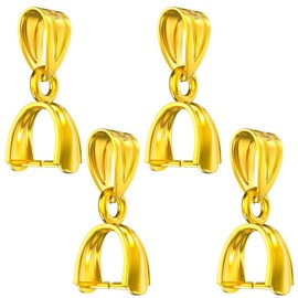 OHINGLT 14K Gold Plated 925 Sterling Silver Pinch Bails for Pendants Clasp Connectors Bails for Jewelry Necklace Clip Pendant Clasps(Made in Italy)