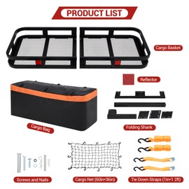 MOVECOM Cargo Carrier Basket for Hitch Mount | 60"x24"x6" | Supports 500 lbs | with Net and Straps | Compatible with 2-Inch Receivers | Perfect for SUVs and Cars