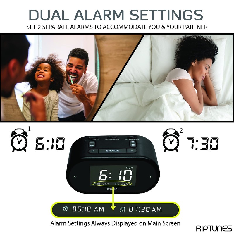 Riptunes Loud Alarm Clock with Bed Shaker for Heavy Sleepers