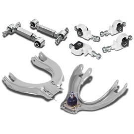 Auto Dynasty Compatible with Honda Civic/CRX 8-PC Front+Rear Camber+Adjustable Control Suspension Kit (Silver) - ED EE