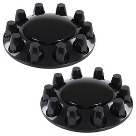 CNNELL Glossy Black Front Wheel Covers Hub Axle Semi Plastic ABS Pair 33mm Nut Covers 1Pair Compatible with Most of 10 Holes 20" & 22.5" & 24.5" Semi-Truck Wheels with 11.25" Bolt Circle Wheels