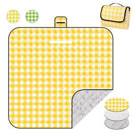 XEHAHOSH 78.7’’* 78.7’’ Extra Large Waterproof Picnic Blankets, Three-Layer Thick Foldable Outdoor Blanket, All-in-one Portable, Suitable for Park Picnics, Camping, Beach, Indoor Blanket (Yellow)