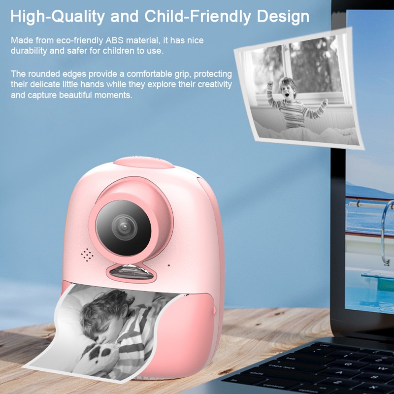 Instant Print Camera for Kids 1080P Resolution Portable Inkless Thermal