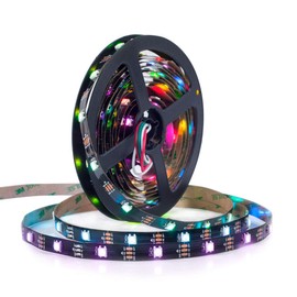 BTF-LIGHTING WS2812E ECO RGB Alloy Wires 5050SMD Individual Addressable 16.4FT 30Pixels/m 150Pixels Flexible Black PCB Full Color LED Pixel Strip Dream Color IP30 Non-Waterproof DIY Projects Only DC5V