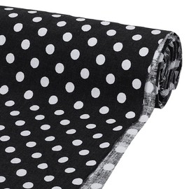 FINGERINSPIRE 1M Black White Polka Dot Cotton Fabric 1.58m Wide Dots Printed Craft Fabric Rectangle Cotton Fabrics with 6mm Polka Dots Pattern Clothes Craft Fabrics for Clothes Sewing Supplies