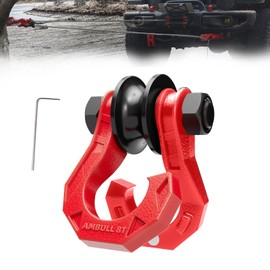 AMBULL D Ring Separate Shackle with Snatch Block, 3/4" Easy Open Shackles w/Snatch Block Pulley, Heavy Duty Shackle for Towing Winch, Pulley for Off-Road Vehicle Recovery, Truck, ATV, UTV, BlackRed
