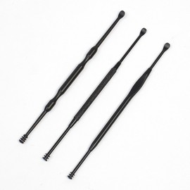Black Stainless Steel Double-Sided 3-Piece Ear Pick Set for Earwax Cleaning Ear Pick Set