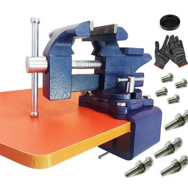 MYTEC 2-In-1 Bench Vise Heavy Duty for Workbench, 6.0" blue, Upgraded Multi-Purpose Table Vice, Universal Rotate 270°Work Clamp-On Vise
