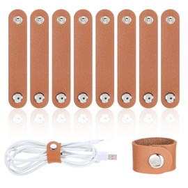 10 Pcs Leather Cord Organizer, Headphone Cord Organizer Reusable Cable Ties Cord Keeper, for Travel Charging Cords USB Cable Headphone Wires