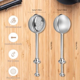 2 Stück Teezange Teesieb für losen Tee – Edelstahl Teeei mit Teleskopgriff, Teaballs teesieb 304, teesieb für Gewürze, Zucker, Mehl, Kakaopulver, Teeinfuser für Tee- und Backliebhaber
