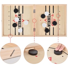 Table Football Winning Games, Super Winner Board Game, 2-in-1 Foldable Sling Puck Game, Wooden Hockey Board Game Toy, Maphilu Game, Fast Sling Puck Game, Educational Toy Board Game from 3 Years