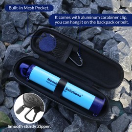 Membrane Solutions 2Pcs Personal Water Filter Straw with A Storage Case Travel Carrying Bag Portable Water Filtration Carrier, Hard Shockproof EVA, for Camping, Hiking, Water Purifier Survival