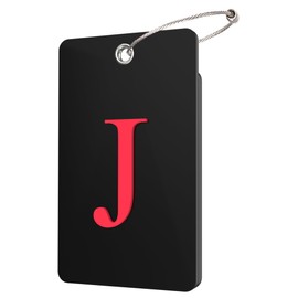 Gostwo 2 Pack Luggage Tags for Suitcases, 26 Initial Letter Travel Luggage Baggage Identification Labels ID Tag Fully Bendable Tags with Stainless Steel Loop (Black) (Letter J)