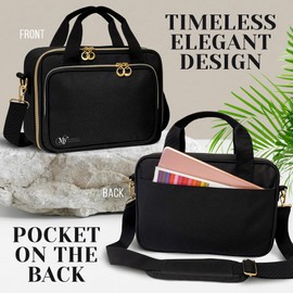 Large Bible Cover case w/Shoulder Strap - Carrying Book Bible Case w/Zipper Pocket, Pen Slots - Study Bible Bag Gift for Women