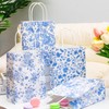 Honoson 24 Pcs Blue White Floral Paper Gift Bags with