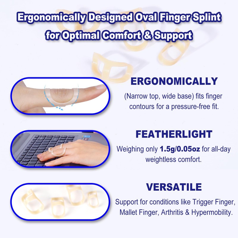 RonJea 8Pcs Oval Finger Splints & Click-Lock Adjustment Kit, 4