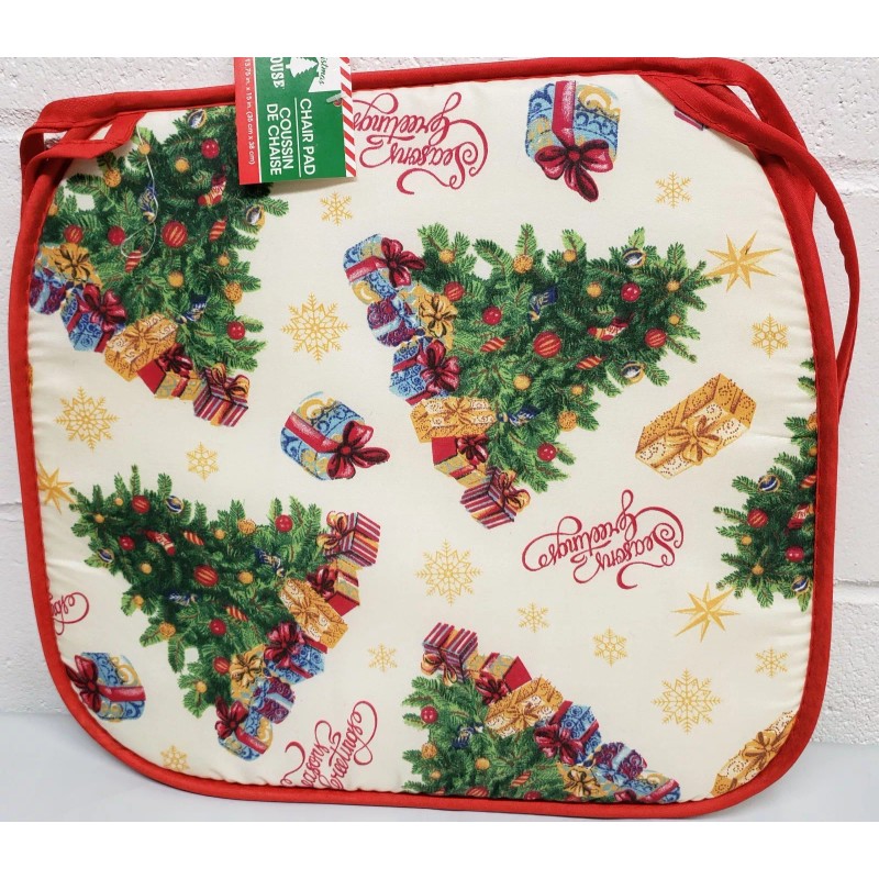CHRISTMAS HOUSE 4 THIN CHAIR PADS CUSHIONS,CHRIS