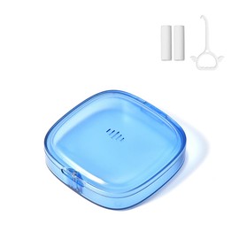 Retainer Case for Travel, Compact Aligner Holder with Removal Tool & Chewie, Small Portable Night Guard Container (blue)