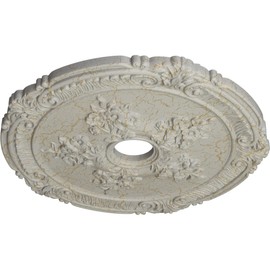 Ekena Millwork CM26ATPCC Attica with Rose Ceiling Medallion, 26"OD x 3 3/4"ID x 1 1/2"P, Hand-Painted Pot of Cream Crackle
