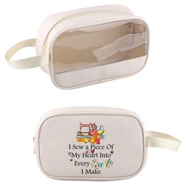 JYTAPP Quilter Gift Clear Toiletry Bag Sewing Accessories Bag For Quilter Sewing Lover Cosmetic Organizer Bag Sewer Gifts (beige)