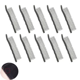 ArrErr 10 Pack Wig Comb Long 20 Teeth Clips Black Wire with Cloth Sewing Combs Wearing Holder for Wig Caps Making Finished Wigs Secure Attachment Hairpiece DIY Hair Extension
