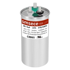 smseace 30+5uF ±6% CBB65 Capacitor MFD 370/440 VAC Dual Run Start AC capacitors 50/60Hz Used for Air Conditioner，Fan Moto Dual Run Circular Start Capacitor