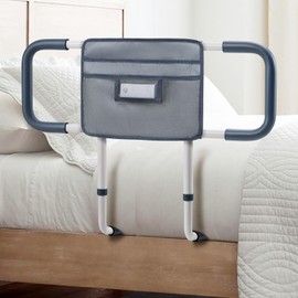 CanFord Bed Rails for Elderly Adults Safety Extended Side Assist Grab Bar Handrails for Seniors Adjustable Bed Cane with Motion Sensor Light Bed Guard Handle Bedside Railing, Fit King Queen Full Twin