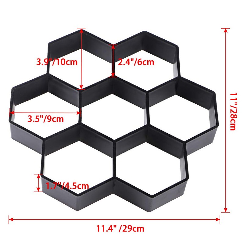 Skelang Hexagon Pavement Mold, 11.4"×11"×1.7" Reusable Walk Path Maker, Concrete