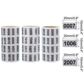 MECCANIXITY Consecutive Number Stickers, 1 to 1000, 1001 to 2000, 2001 to 3000 Inventory Label Numbers for Office Warehouse Numbering, Total 3000pcs