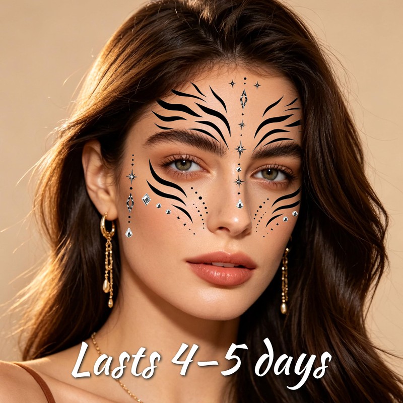 Zebra Face Tattoo, Temporary Tattoo, Zebra Costume for Halloween, Carnival
