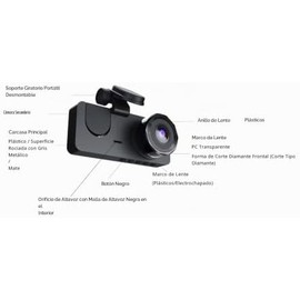 Cámara de Tablero DVR de 1080P Cámara Frontal, Interior y Trasera Grabadora de conducción Pantalla de 2 Pulgadas Soporte de cámara de Tablero