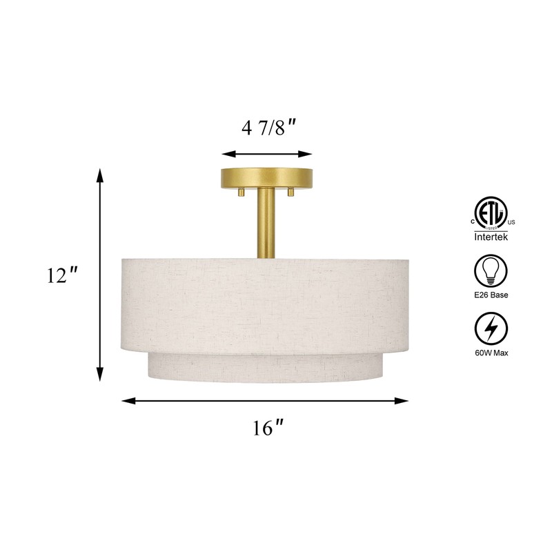 XiNBEi Lighting 3 Light Semi Flush Mount Light, Close to