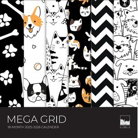 July 2025- December 2026 Dogs and Cats Mega Wall Calendar 18 Month | 12" x 24" Open | Giftable Large Grid Teacher Calendar 2026 | Thick & Sturdy Paper for Organizing & Planning | Pacific Waters Press (Dogs and Cats on Repeat)