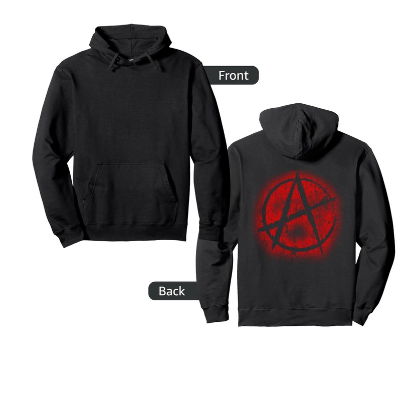 Red Anarchy Symbol Design Graffiti Style, Anarchism, Punk Pullover Hoodie