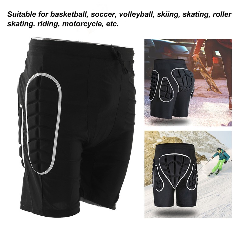 Silver Black Skiing Hip Protection Shorts Impact Resistant Breathable Skating