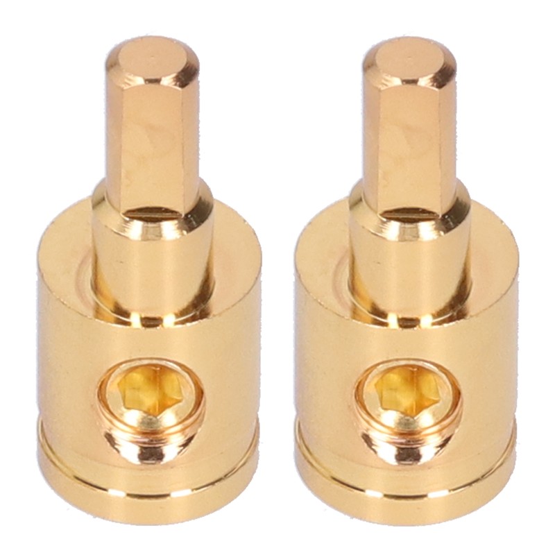 2pcs 0GA Wire Reducer Terminal Connector Pure Copper Gold Plated