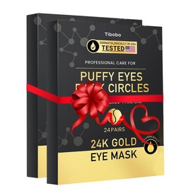 Tibobo 24k Gold Collagen Eye Gel Patches,48pcs/box Eye Mask for Wrinkles and Puffiness, Hyaluronic Soothing Radiant Under Eye Patches:_50 Pairs
