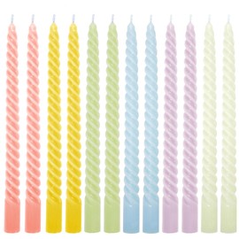 Whaline 12Pcs 10 Inch Cream Spiral Taper Candles 6 Colors Dripless Twisted Wax Candles Long Unscented Smokeless Candle Sticks for Holiday Birthday Celebration Home Party Dining Table Supplies
