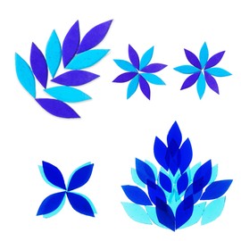 Allazone Mosaic Tiles, 160G Petal Mosaic Tiles Blue Hand Cut Stained Flower Leaves Glass Tiles for DIY Art Crafts and Home Decorations