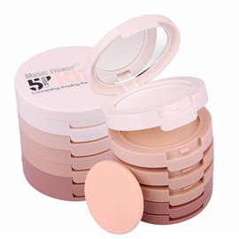 FantasyDay FantasyDay 5 Colors Long-Lasting Lightweight Multi-layer Matte Loose Setting Powder Pressed Face Makeup Concealing Shading Powder Foundation for All Skin Tones, Minimizes Fine Lines & Imperfections