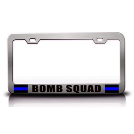 Custom Brother - Bomb Squad Police Cop Metal Ch Car SUV Truck License Plate Frame s8