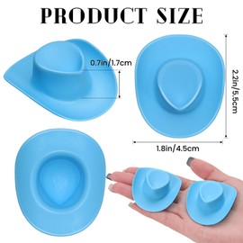 24 PCS Mini Cowboy Hat, Plastic Miniature Western Cowgirl Hat for Party Accessories, Cute Doll Hat Party Dress Hat for Dollhouse Birthday Decoration (Blue)