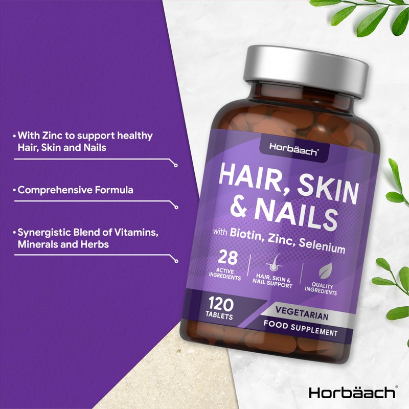 Hair Skin and Nails Vitamins | with Biotin, Zinc and
