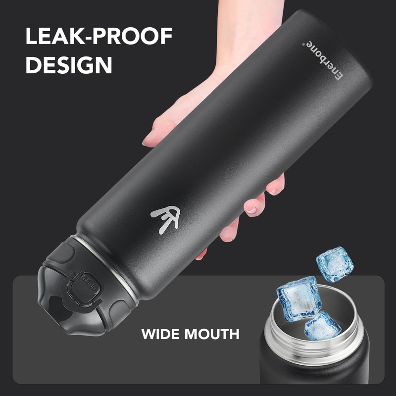 Enerbone 32 oz Insulated Water Bottle, Stainless Steel Bottle with