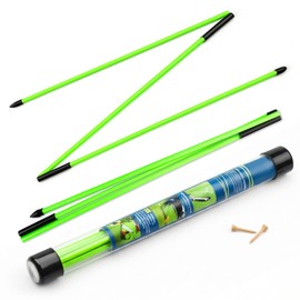 Collapsible Golf Alignment Sticks | 48 Inches Green Golf Trainer Stick Set for Aiming/Putting/Posturing | Fiberglass Rods for Practice | Portable Super Stroke Alignment Sticks with PVC Tube Case