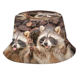 Raccoon Bucket Hat Cute Animal Bucket Hat Sun Hat Fisherman Hatt Sun Hat for Women Men