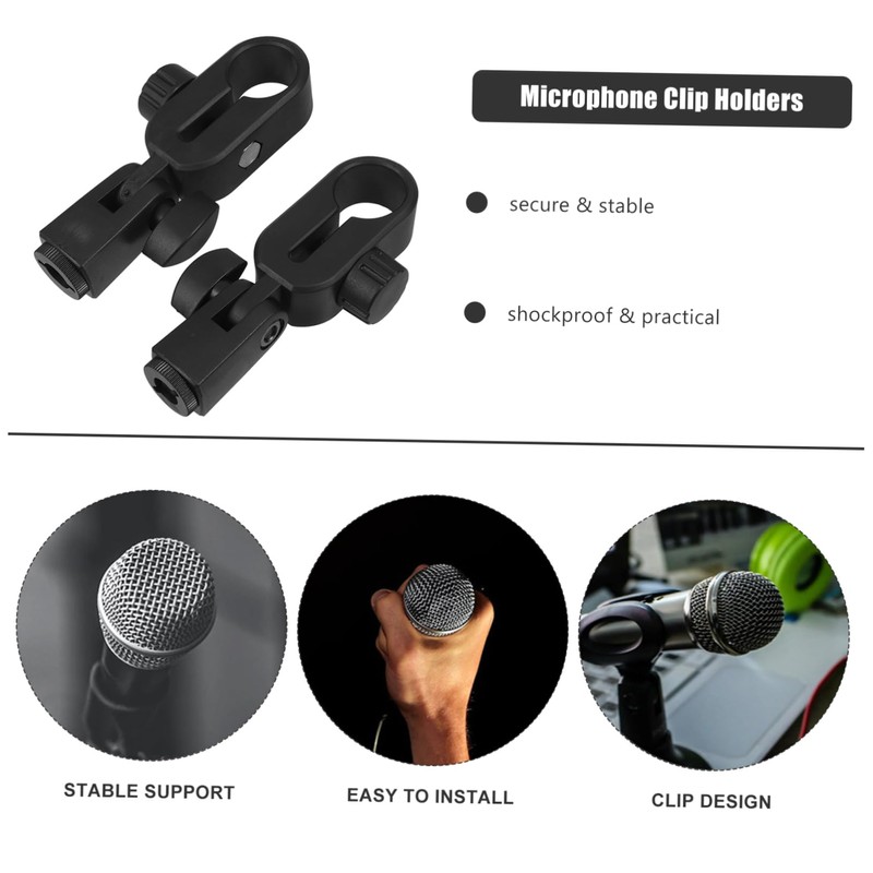 Vaguelly Versatile Mic Clip, Adjustable Microphone Holder Clip 2Pcs Microphone