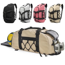 Outplea Gym Bag for Women & Men, 30L Sports Travel Duffel Bag with Shoe Compartment, Weekend Bag for Airplane, Workout Overnight Backpack for Hiking, Khaki