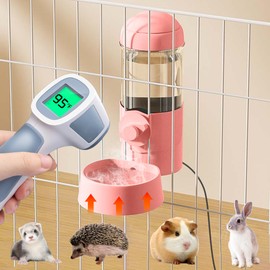 Rabbit Heated Water Bottle 500ml Bunny Hanging Water Fountain Automatic Guinea Pig Water Dispenser No Leak Drinking Feeder for Bunny Chinchilla Hamsters Cat Dog Small Animals