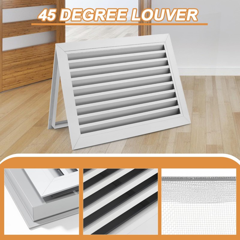 ZXTDBMBB Large Ventilation Grille, Double-Sided Louvered, Aluminum Vent Cover, Silver-Gray